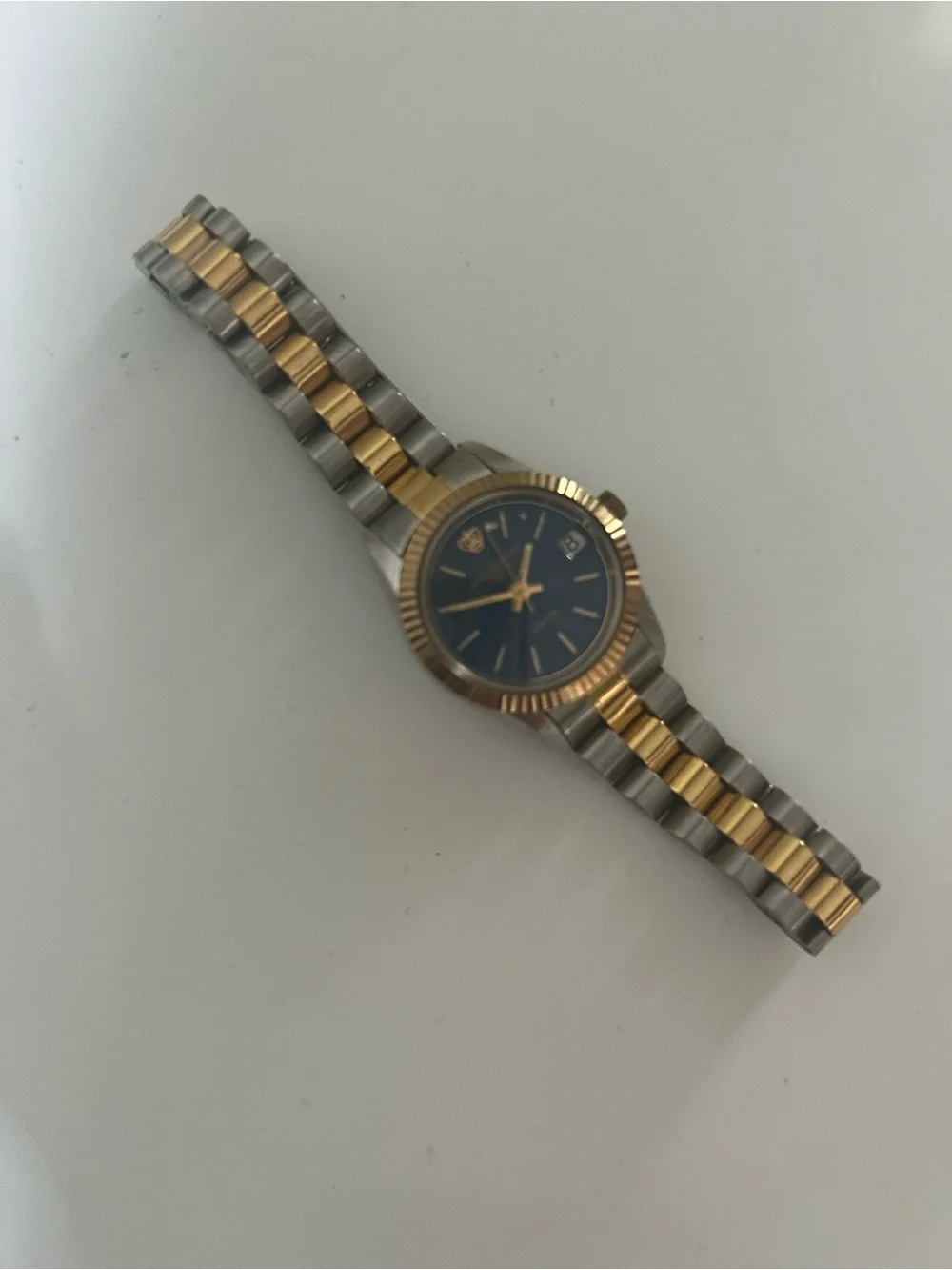 Two-Tone Gold & Silver Ladies Watch with Blue Dial